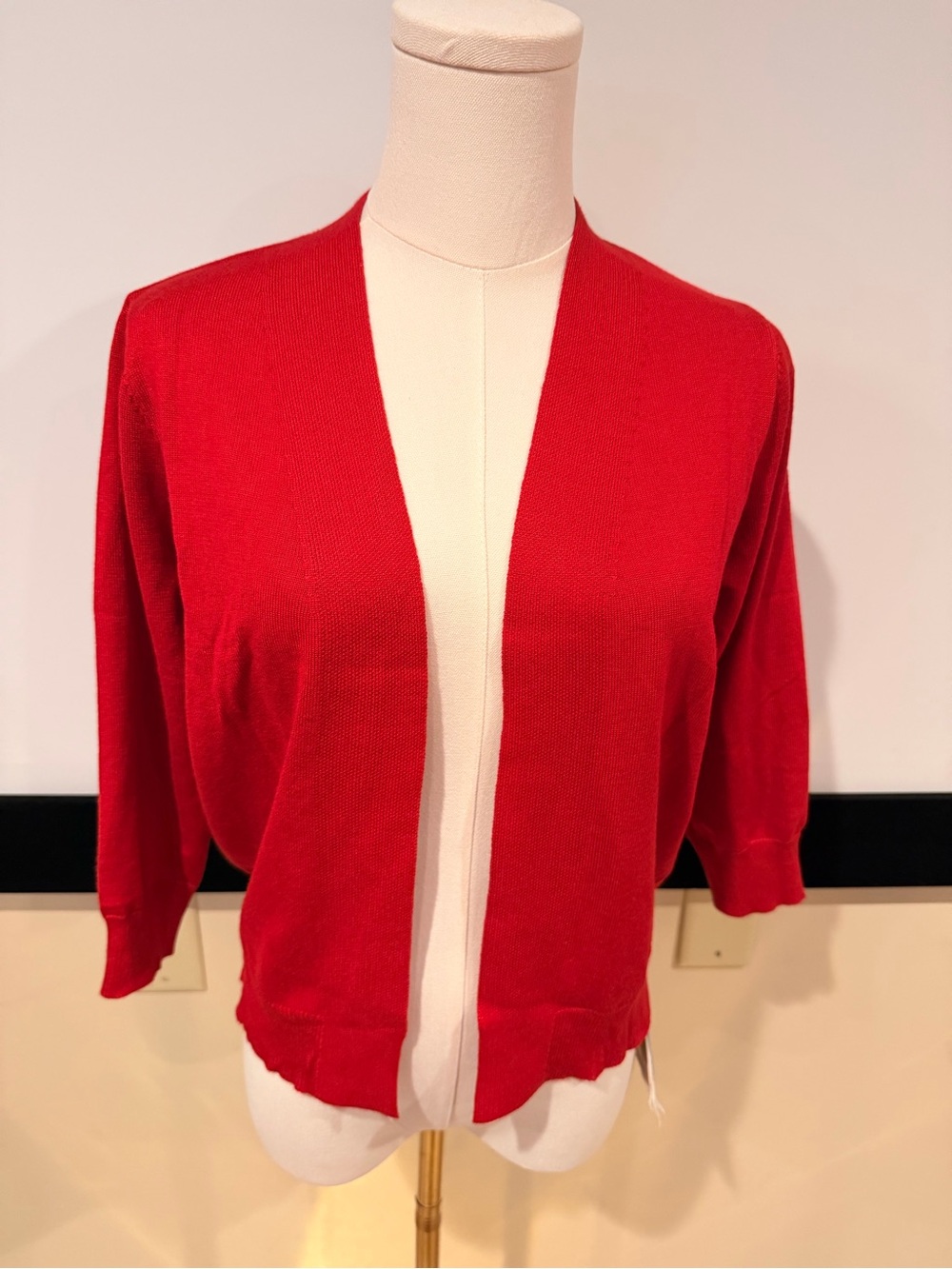 Classic Open-Front Red Cardigan Sweater